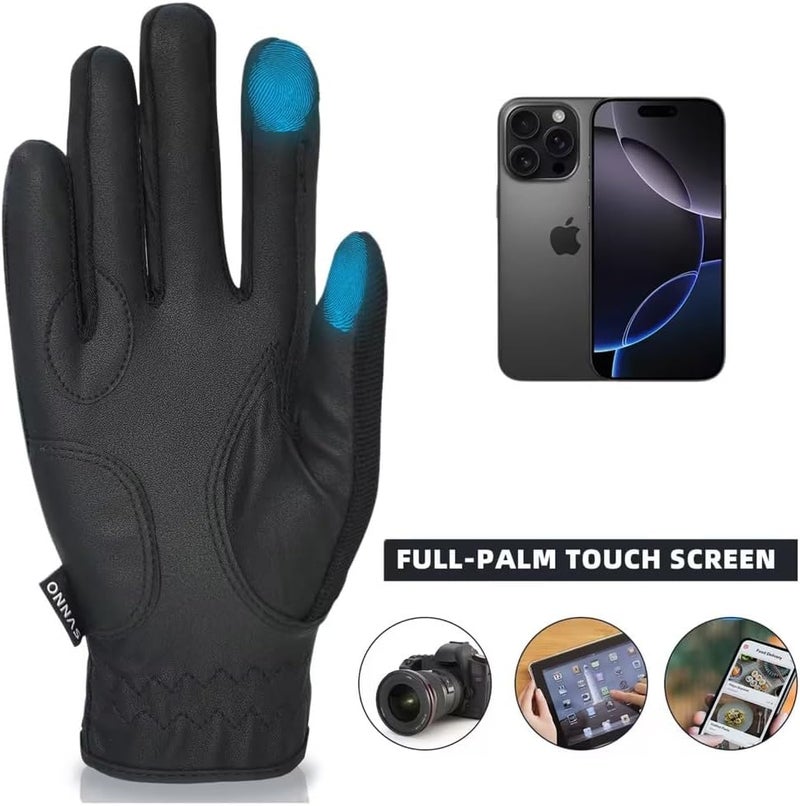 ONNAS Equestrian Riding Gloves, Touch Screen, Double-Layer PU Fingers, Hook & Loop Wrist - Ideal for Horse Riding, Boating, Gardening, Cycling & Driving - Image 4